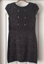 Gray Knit Dress with Silver Buttons