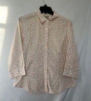 Vintage  Floral Print Button-Down Shirt - Size M wrinkle resistant