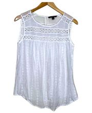 Zac & Rachel white crew crochet lace sleeveless tank blouse