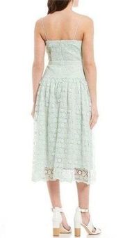 Gianni Bini Jillian Lace Drop Waist Dress Mint Spaghetti Straps Midi Size 4 New