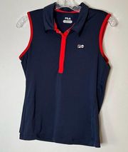 Fila Pullover Sleeveless Performance Top Blue & Red Sz Small