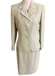 Vtg 90s/Y2k Le Suit Essentials Petites Mint Green Skirt Suit Blazer Sz 10P