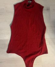 Reformation turtleneck sleeveless bodysuit red