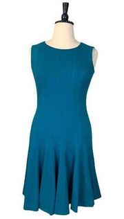 Lands’ End Teal Green/Blue Seamed Sleeveless Fit Flare Ponte Dress Size 14