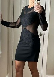 Akira Black Label Lace and Mesh Black Bodycon Dress, size M