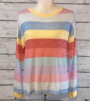 PINK REPUBLIC Long Sleeve Hacci T-Shirt Striped-Small