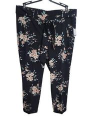 Jules & Leopold Floral Ankle Length Dress Pants Size 1X Pull On, Tie Belted Wais