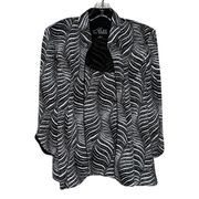 Alex Evenings Jacket Tank Womens Medium Black White Stripe Silver Glitter Party