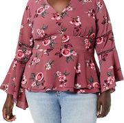 CITY CHIC Floral Print mauve Blouse size 22