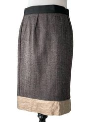 Wool Pencil Skirt BCBGMAXAZRIA NWT Sz 4 Zipper Back Grey Black Dark Academia