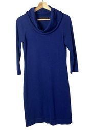 The Limited Blue Cowl Neck Wool Long Sleeve Sweater Dress S