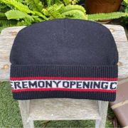 OPENING CEREMONY Black/Red/White Logo Beanie. NWT. One Size. Unisex.