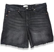 NICOLE MILLER HIGHRISE BLACK FADED DENIM MOM SHORTS NWT