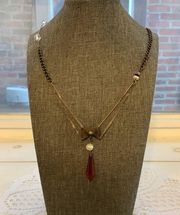 Handmade vintage charm red necklace