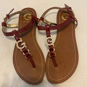 red Buckle Thong Sandals