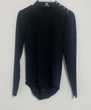 J.Crew Women’ Mock Neck Body Suit Button Shoulder Size Small Color Black