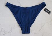 | Dark Blue High Cut ribbed bikini bottoms