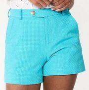 Draper James Turquoise High Waist Shorts Size 6 Basket Weave Preppy Summer