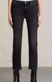 All Saints Black Straight Leg Cropped Jeans - Size 27