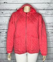 Wild Fable NWT Size XXL Coral Pink Zip Front Quilted Jacket w/ Hood