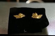 Disney BLUE Bird Snow White Post Earrings SIGNED DISNEY GOLD TONE PETITE