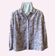 Vintage Patterned Button Blouse Shirt  Purple Pink Size S