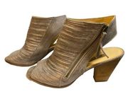 PAUL GREEN Cayanne Leather Metallic Smoke Peep Toe‎ Sandal Bootie Size 6.5