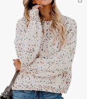 Cozy Chunky Multicolor Pom Pom Knit Popcorn Sweater