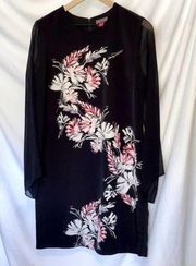 Vince Camuto Black with Floral Detail Dress‎ Size 4