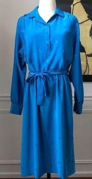 Vintage 70s Leslie Fay Shirt Dress Blousy Mat 12 8