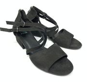 Eileen Fisher Women's Size 8 Kyra Block Heel Strappy Buckle Straps Sandal Black