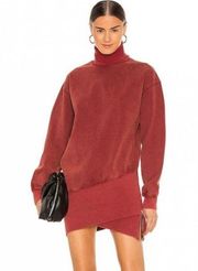 Young Fabulous & Broke Dress NWT Turtleneck Mini Rust Red Long Sleeve Zipper Hem