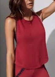 Carbon38 Crotchet Twist Back Tank in Red