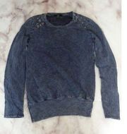 NEW XXI women's small soft blue denim long sleeve top