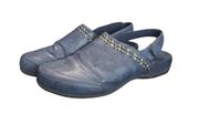 Vionic Telma Studded Clogs Mules Blue Womens 9 Orthaheel Slip On Comfort Cushion