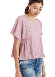 Madewell Texture & Thread Dusty Rose Micropleat Blouse Size XL