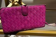 Bottega Venetta EUC PURPLE INTRECCIATO LAMBSKIN LEATHER WALLET