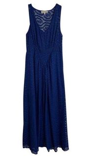 June & Hudson M Blue Polka dot sheer maxi dress