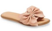 BCBGeneration Leather Eleni Knotted Bow Slide Flat Sandals Pink Women's Size 7.5