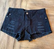 black denim shorts