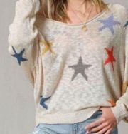 Blank Paige beige knit sweater with stars size large