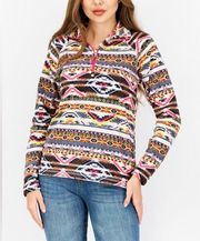 Women's Eddie Bauer multi color Aztec print quarter zip fleece pullover size 3x
