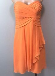 David's Bridal  Orange Strapless Bridesmaid Dress