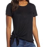 Black Gauzy Side Tie Short Sleeve Tee