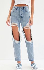 Ripped mom High Waisted Jeans Light