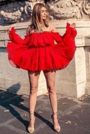 Gambattista Valli x H&M Red Open Shoulder Dress Size 4 NWT