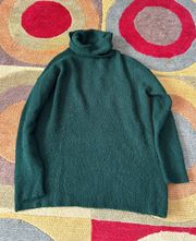 Dark Green Ribbed Long Sleeve Turtleneck Sweater Size Small