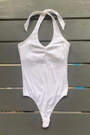 Hollister White Ribbed Halter Bodysuit