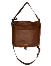 Lucky Brand Purse Leather Crossbody Shoulder Bag Boho Tassel Adjustable Brown