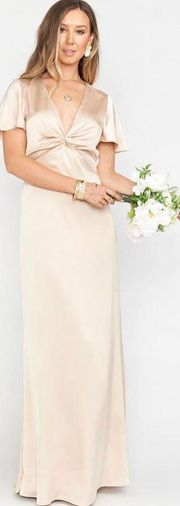 champagne luxe satin Rome twist gown